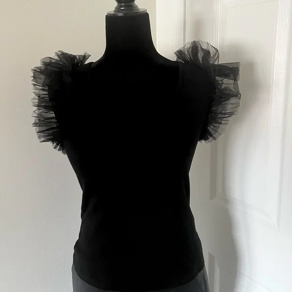 Black Knit Ruffle Tank - Picture 2 of 4
